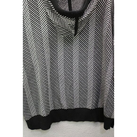 Joie Black & White Chevron Hooded Long Sleeve Sweater-Size 1X-Very Soft - Picture 9 of 10